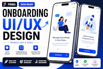 design onboarding screens UI UX for mobile app and saas in figma