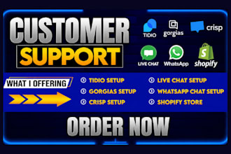 setup tidio, gorgias, crisp, live chat and whatsapp chat for shopify store