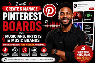 create and manage pinterest boards for musicians artists and music brands