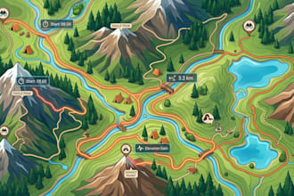 design custom hiking trail gps route topographic outdoor adventure trekking map