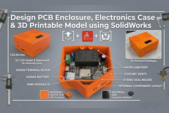 design pcb enclosure, electronics case and 3d printable model using solidworks