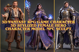 sculpt 3d fantasy rpg game character 3d stylized female hero character model npc