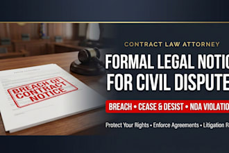 draft formal legal notices for breach of contract and civil disputes