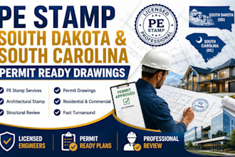 review and stamp drawings with pe stamp south dakota south carolina