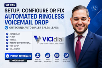 setup call center vicidial, press 1 auto dialer,outbound call ivr voicemail drop