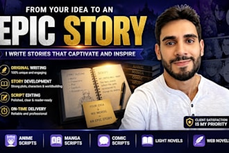 write and edit scripts for anime, manga, comics, light novels, and web novels