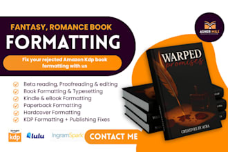 do romance fantasy book typesetting paperback formatting kindle formatting