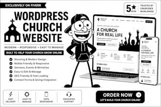 design a responsive church website, ministry, or christian website