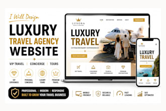 design luxury travel agency website, VIP travel, concierge, and tour website