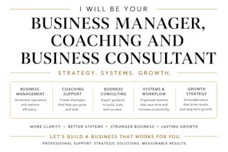 be your business msnsger and business consulting and coaching