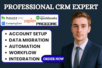 setup houzz pro quickbooks companycam construction crm procore zapier automation