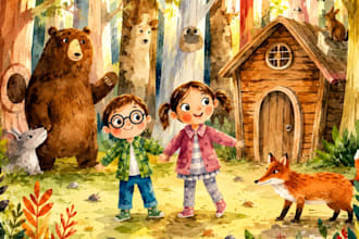 illustrate children story illustration watercolor illustration kids story