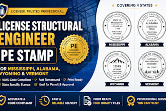 license structural engineer pe stamp for mississippi, alabama, wyoming, vermont