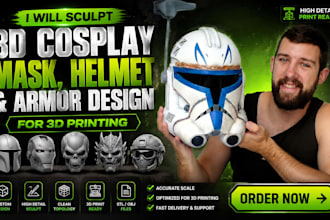 sculpt 3d cosplay mask helmet armor design for 3d printing stl model