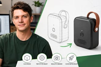 kickstarter cad, prototype modeling, product rendering, investor ready cad