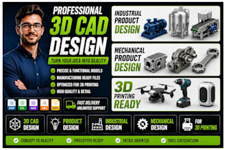 3d cad design 3d product design industrial product mechanical design 3d printing