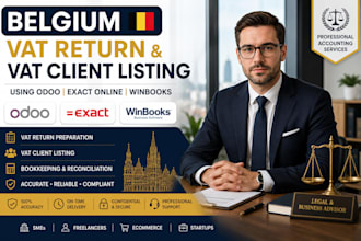 prepare belgium vat return vat client listing using odoo exact online, winbooks