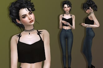 create custom sim character, sims 4 cc, accessories, 3d character, 3d model