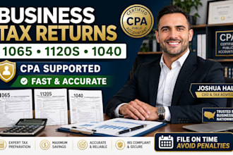 prepare business tax return 1065  1120s 1040 with CPA support