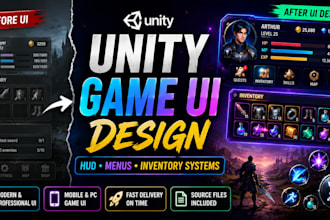 design unity game uihud menus and inventory system for your game
