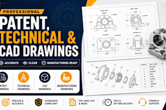 create patent drawings, technical illustrations, and cad drawings