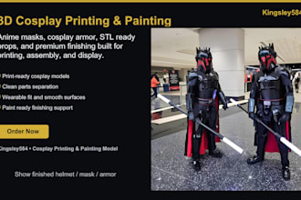 do 3d cosplay anime mask helmet sword 3d cosplay armor stl file for 3d printing