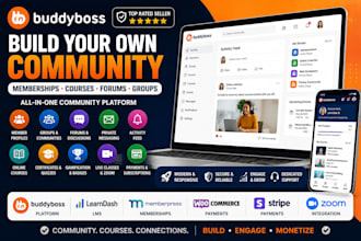 build buddyboss community website, lms pro with memberships courses forums
