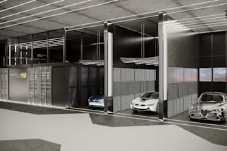 design high end car workshop and service showroom interior