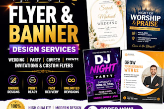 design wedding church party event invitation flyers banners and custom flyers
