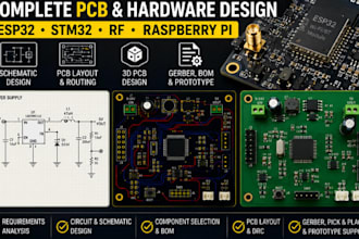 design complete pcb schematic and hardware for esp32, stm32, rf and raspberry pi