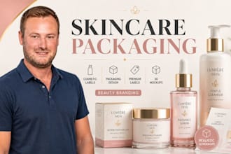 skincare packaging, cosmetic product label, makeup bottle design, 3d mockup