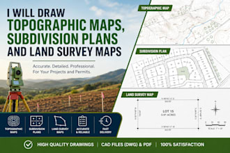 draw topographic maps, subdivision plans and land survey maps