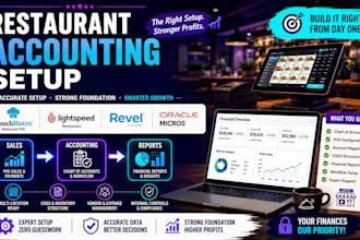 set up restaurant accounting in touchbistro, lightspeed, revel and oracle micros