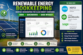 do monthly bookkeeping for renewable energy companies using xero, quickbooks