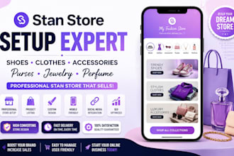 setup stan store shoes clothes accessories purses jewelry perfume website