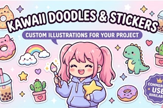 draw cute kawaii doodles stickers illustrations