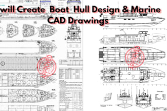 create boat hull design and marine cad drawing