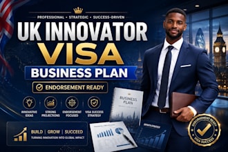 write UK innovator founder visa business plan with projections