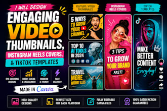 design engaging video thumbnails, instagram reels covers, and tiktok templates