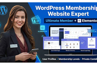 build and customize wordpress ultimate member membership website with elementor