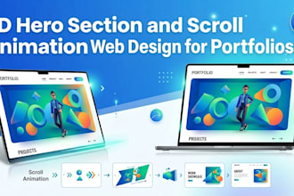 create 3d hero section and scroll animation web design for portfolios