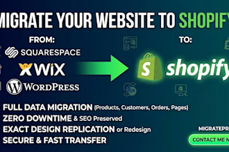 transfer migrate squarespace website to shopify store with SEO and data