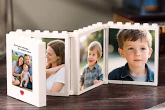 create a custom lego style portrait, lego gift, of you, your family, or your pet