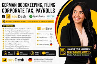 do german bookkeeping filling corporate tax payrolls in sevdesk quickbook datev