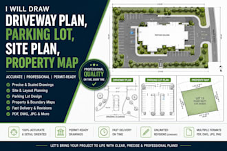 draw driveway plan, parking lot, site plan, property map