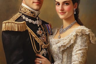 make custom renaissance royal family, royal couple portrait