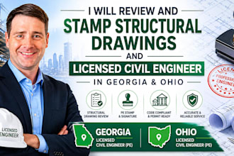 review and stamp as licensed architect structural engineer in florida texas