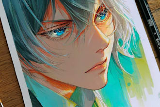 drawing anime artwork illustration with high quality
