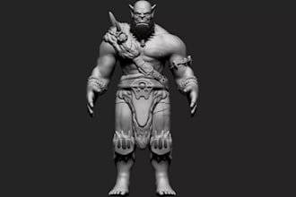 do 3d fantasy warrior,3d barbarian character,3d tabletop miniature for 3d print