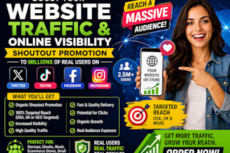 shoutout promote share link shopify store to 50m UK USA yt ig fb tik audience